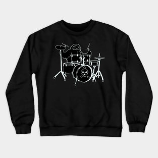 White Line Drum Set Sloth Crewneck Sweatshirt